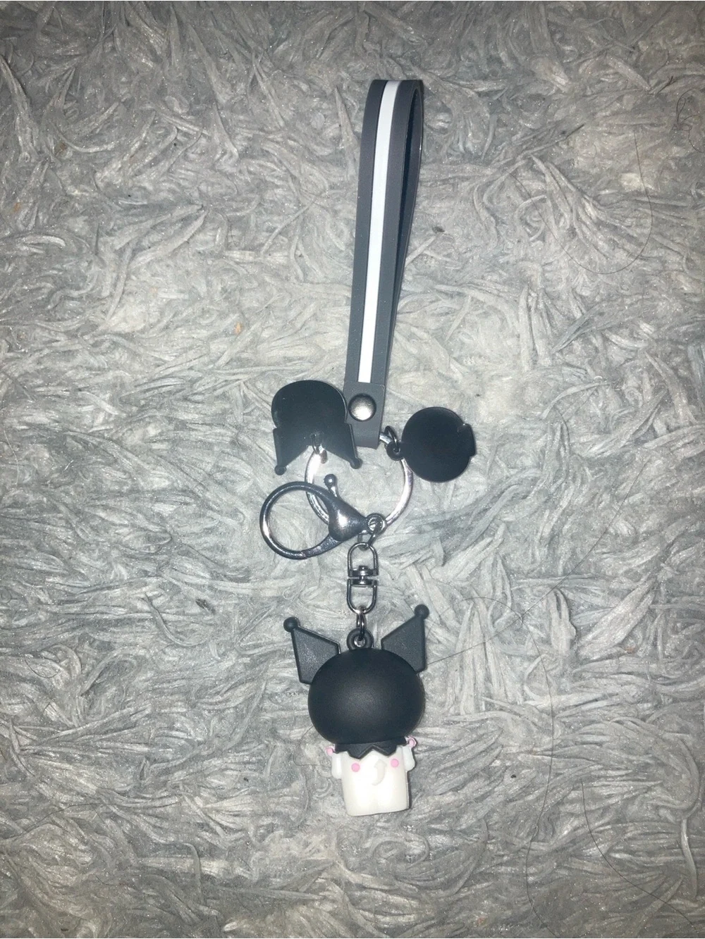 Kuromi Style Black & Pink Character Keychain Wristlet